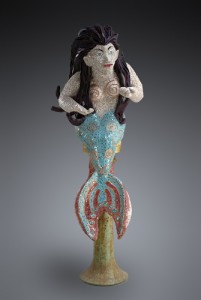 "The Beckoning", wire sculpture, mesh with stained glass