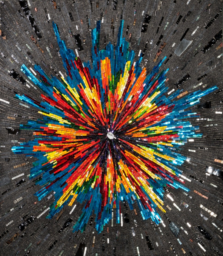 Margo Anton, The Big Bang, 2011, glass, dichroic glass, marble, quartz, silver wire, mosaic gold, smalti, bismuth, copper, carbon, iron, galena, stone, mirror, pyrite, carborundum