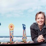 Kim Emerson with winning public art maquette. Kim Emerson with winning public art maquette.