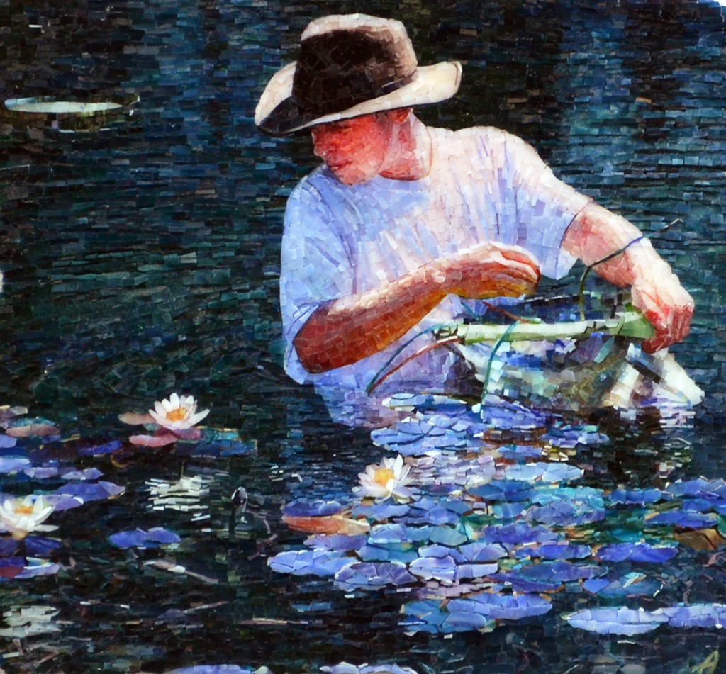 2014 Mosaic Arts International Best In Show. Atsuko Laskaris, Water Lily, 2013, Stained glass
