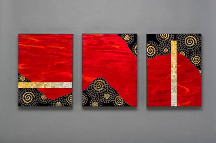 Red BorealisTriptych by Luz Mack-Durini